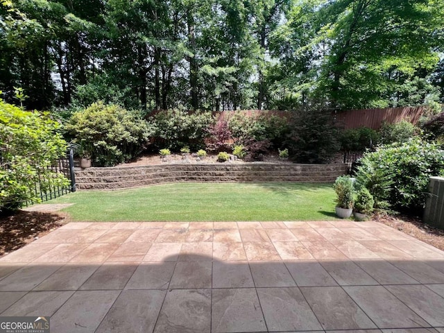 view of yard with a patio and central AC