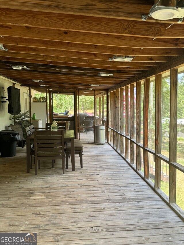 view of unfurnished sunroom