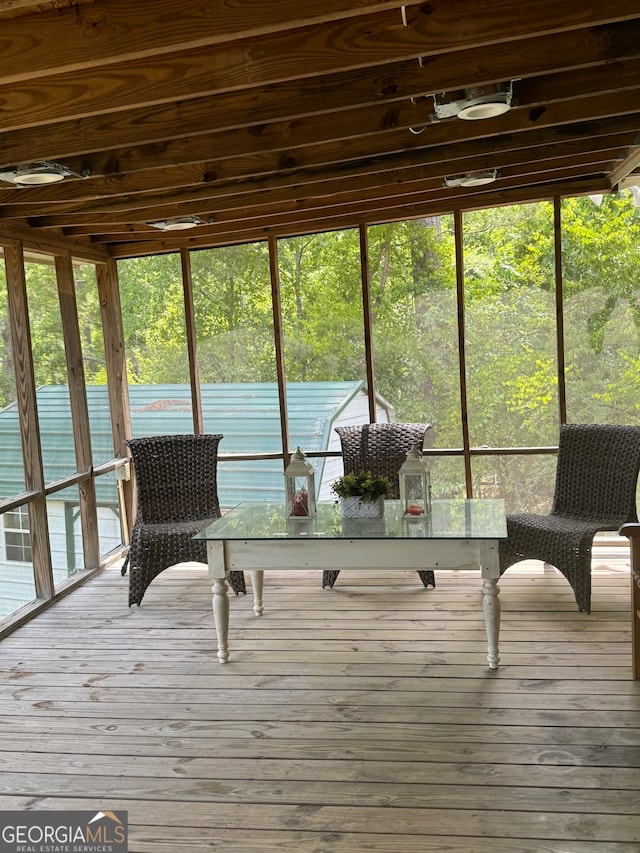 view of unfurnished sunroom