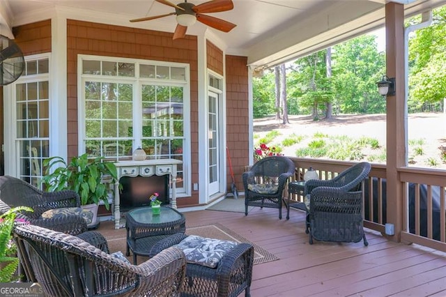 deck featuring ceiling fan