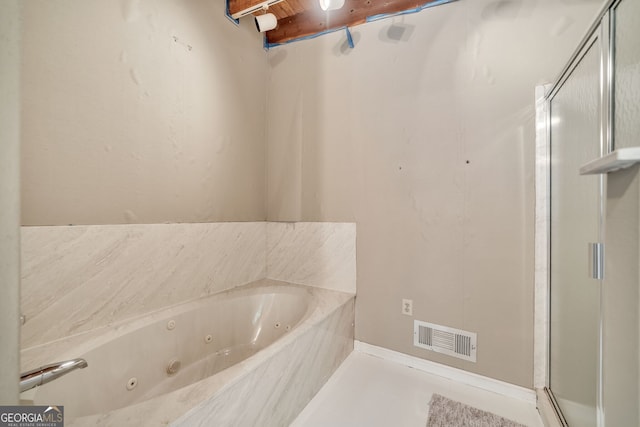 bathroom with plus walk in shower