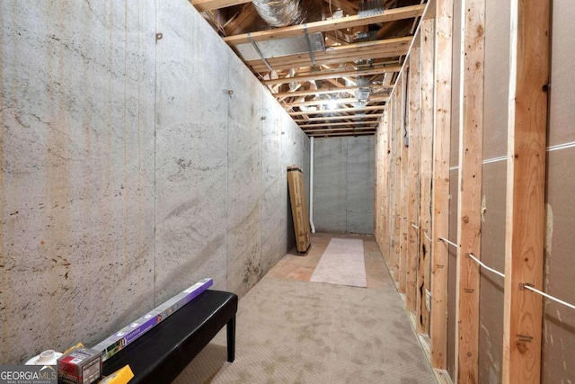 view of unfinished basement