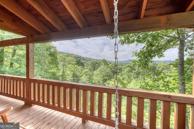 deck with a view of trees