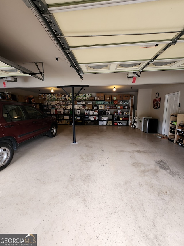 garage with a garage door opener