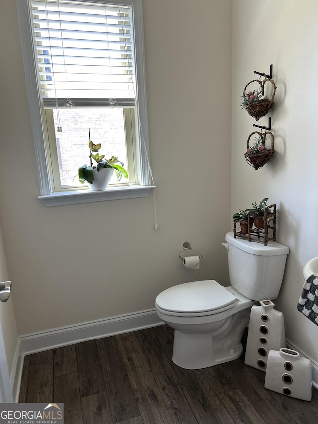 bathroom with wood-type flooring and toilet