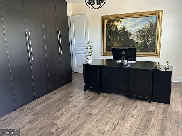 office space featuring light hardwood / wood-style floors