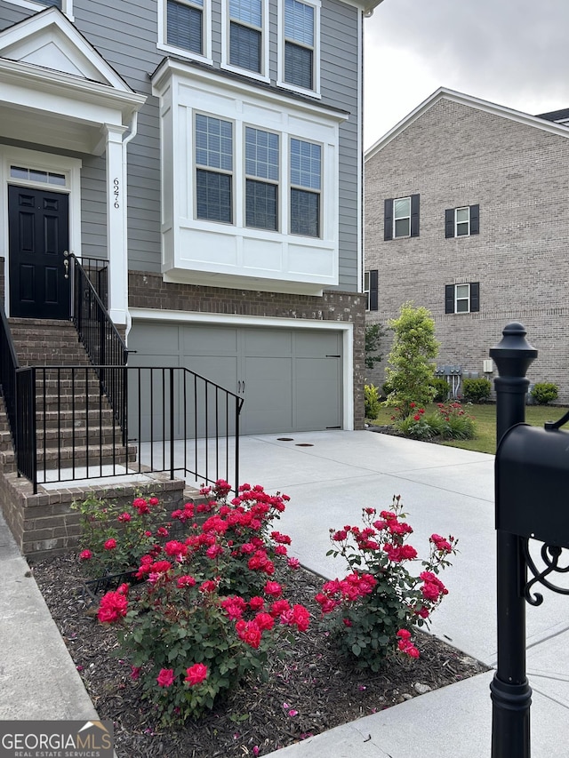 exterior space featuring a garage