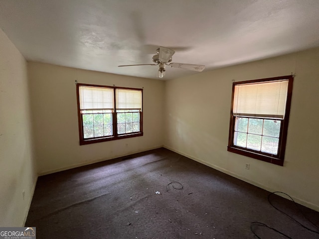 spare room featuring a wealth of natural light and ceiling fan