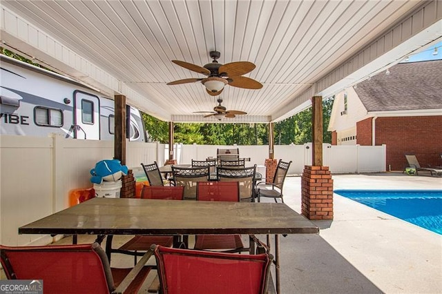 view of patio / terrace featuring a fenced in pool