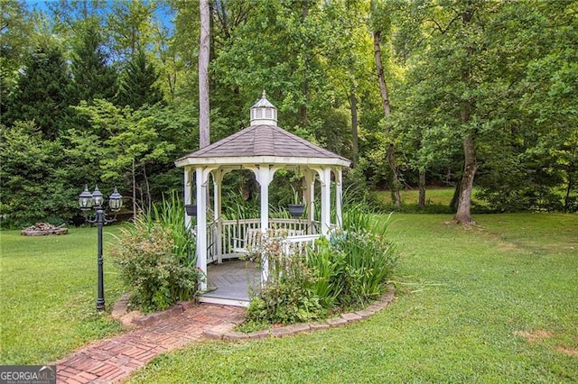 view of yard featuring a gazebo