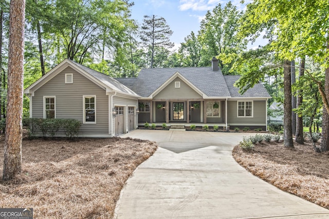 single story home with a garage