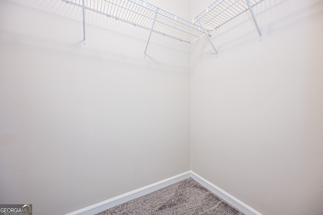 walk in closet with carpet