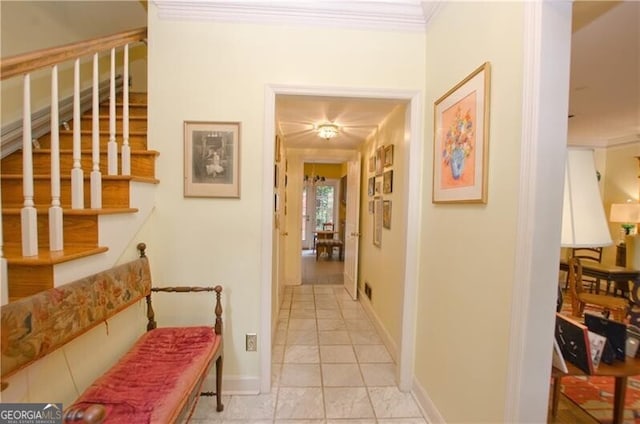 hallway with ornamental molding