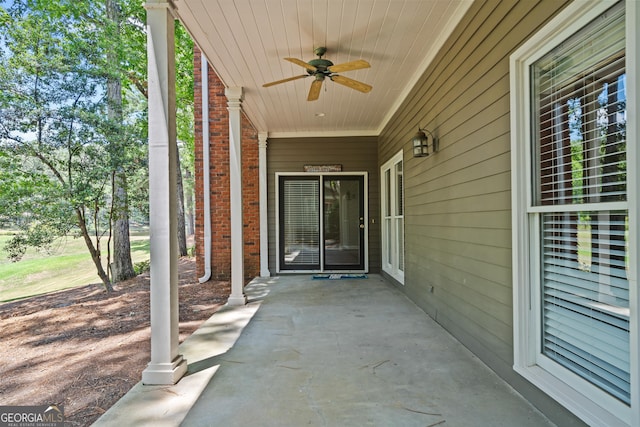 view of patio with ceiling fan