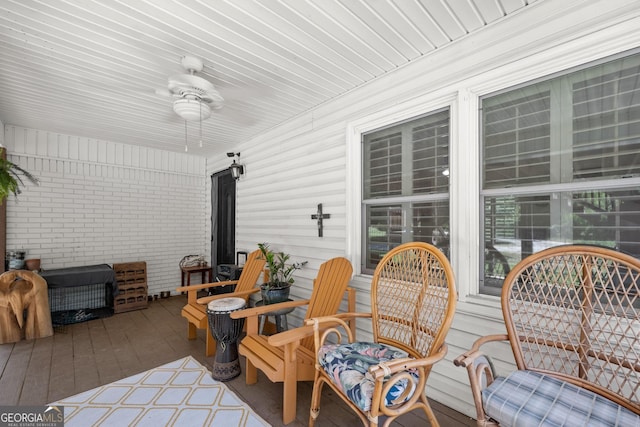 view of patio / terrace with ceiling fan