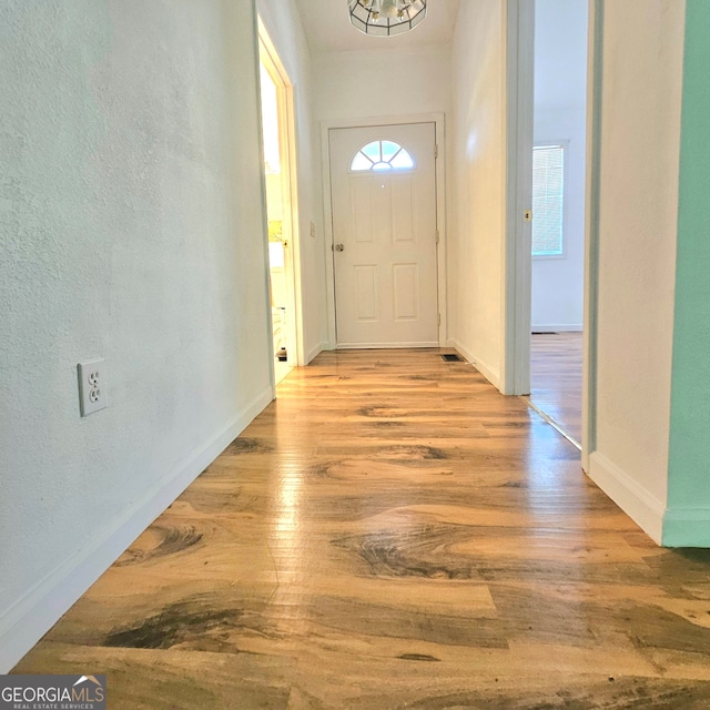 foyer entrance featuring light wood-type flooring