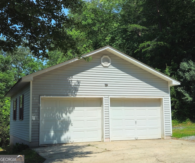 view of garage