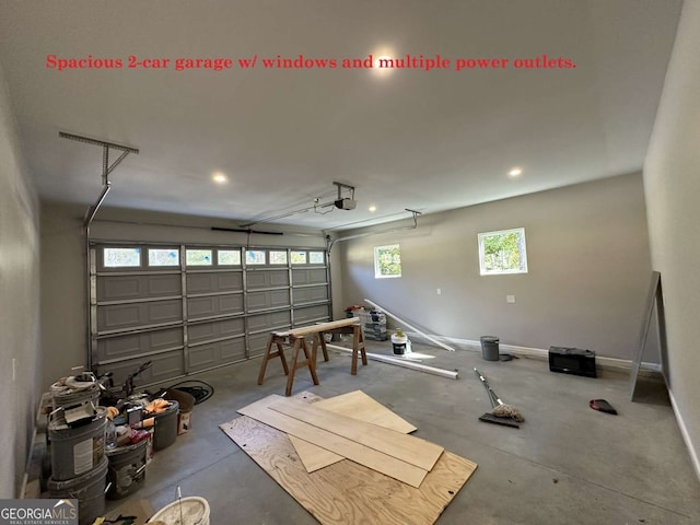 garage with a garage door opener