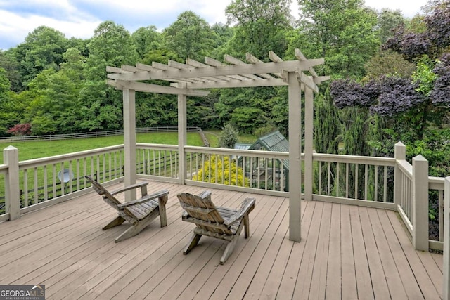 wooden deck with a pergola