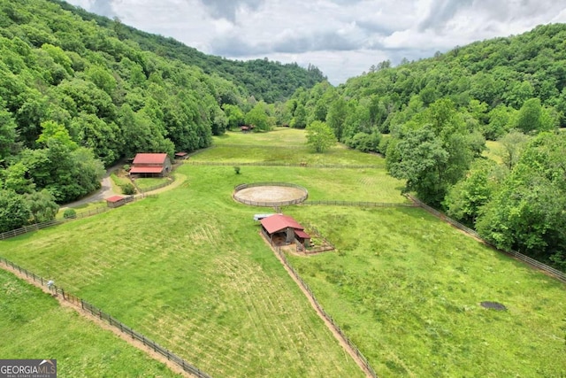 drone / aerial view with a rural view