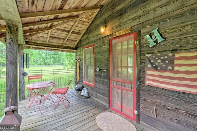 deck featuring covered porch