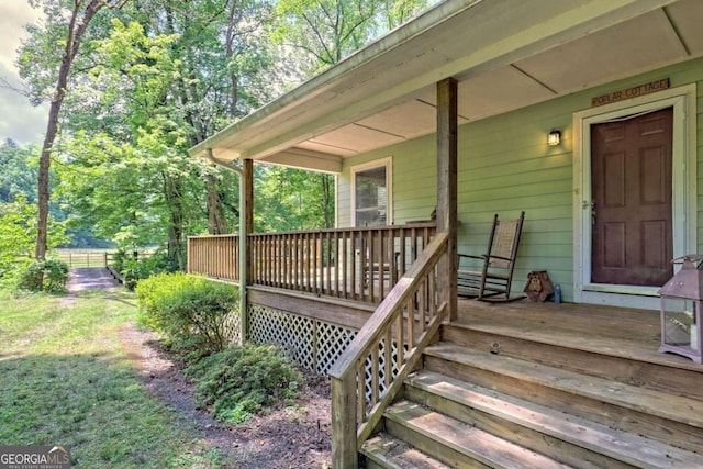 wooden deck with covered porch