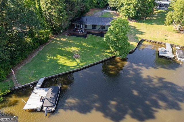 bird's eye view featuring a water view