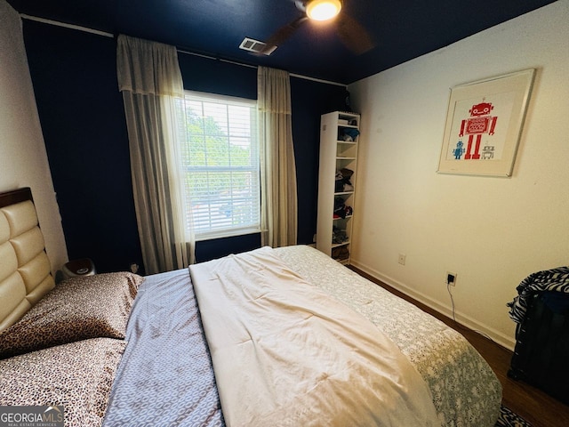 bedroom with a closet and ceiling fan