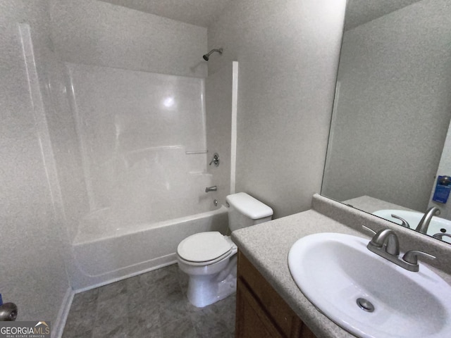 full bathroom with vanity, toilet, and shower / tub combination