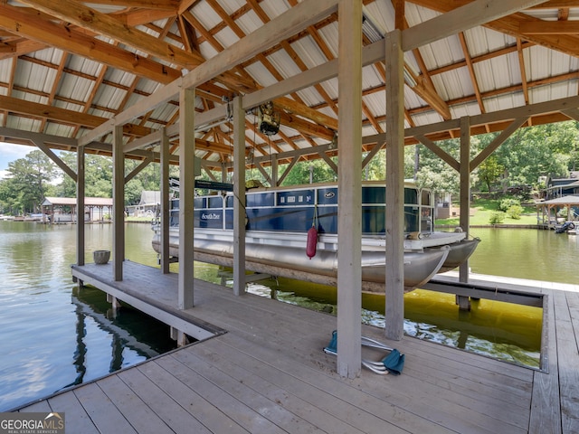 view of dock featuring a water view