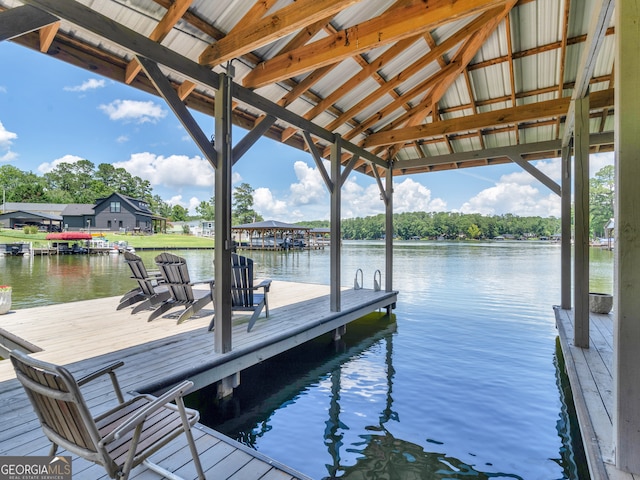 dock area featuring a water view