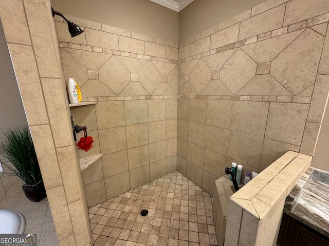 bathroom with a tile shower