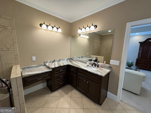 bathroom featuring tile flooring and vanity