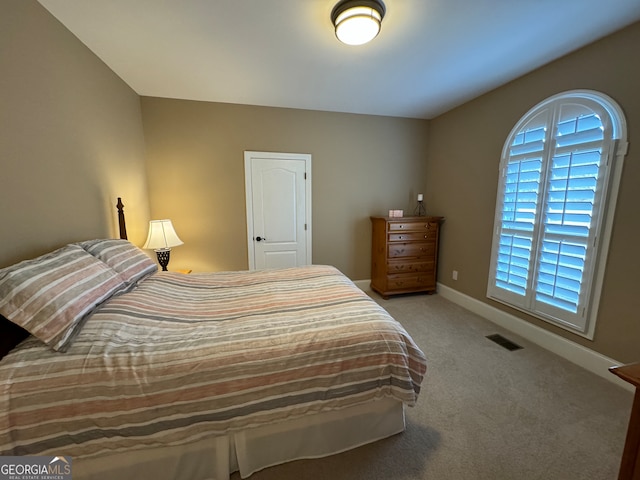 carpeted bedroom with multiple windows