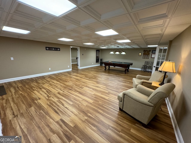 unfurnished room with billiards and wood-type flooring