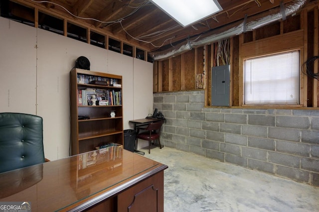 basement with electric panel