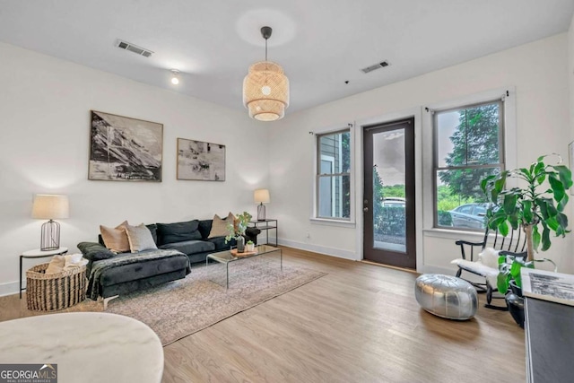 living room with wood-type flooring