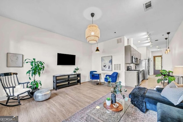 living room featuring light hardwood / wood-style flooring