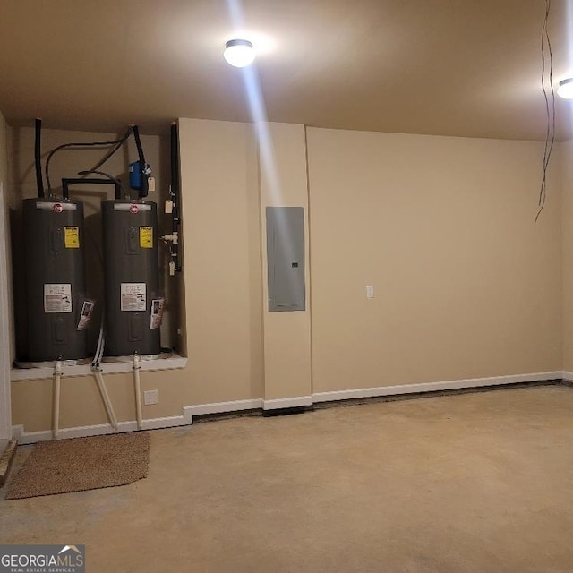 interior space featuring water heater and electric panel