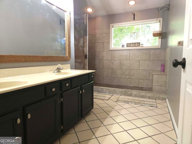 bathroom featuring vanity and tile patterned floors