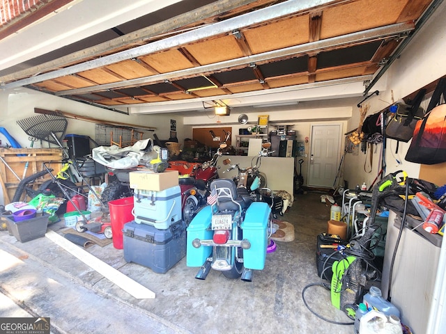 garage with a garage door opener