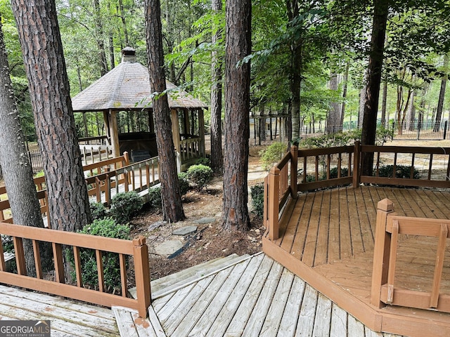 wooden deck with a gazebo