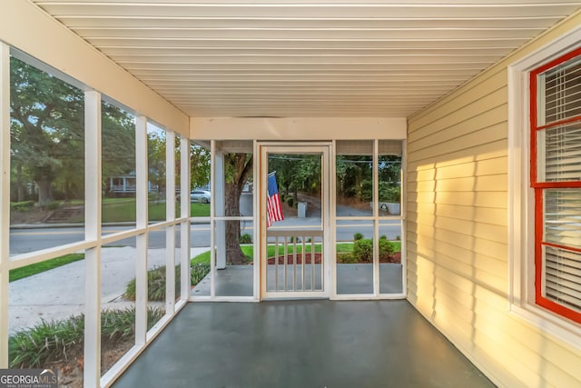 view of unfurnished sunroom