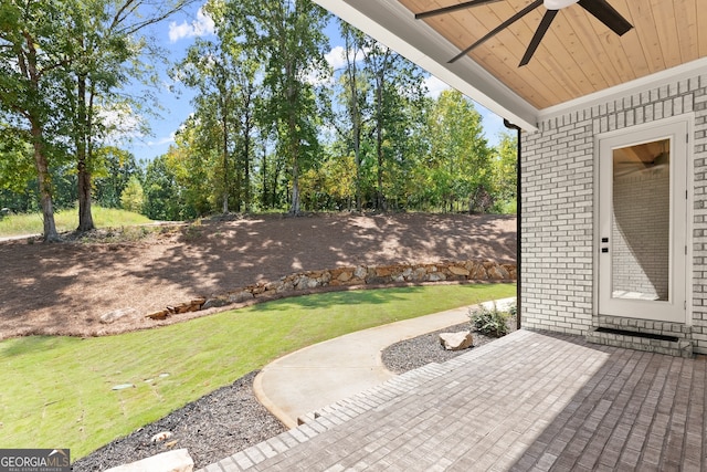 view of patio with ceiling fan