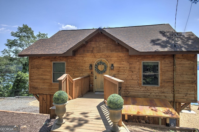 view of front of home with a deck