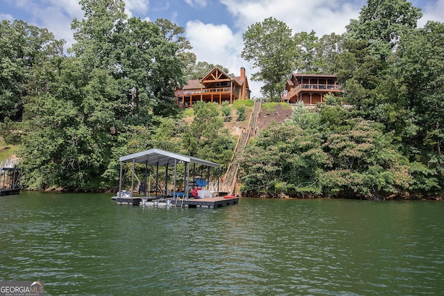 view of dock featuring a water view