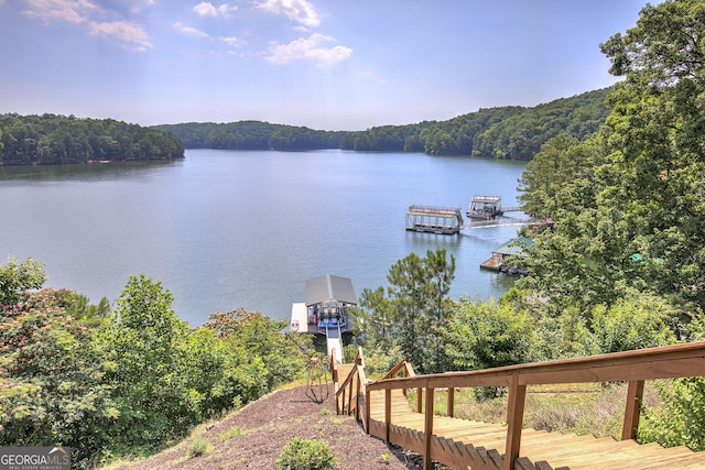 water view with a boat dock