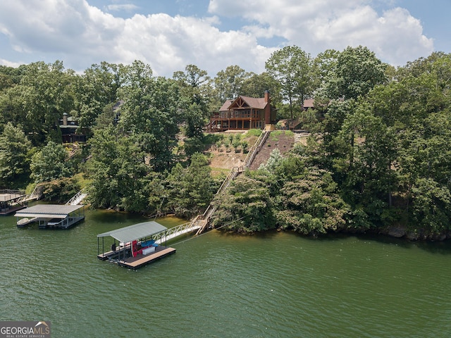 exterior space featuring a water view