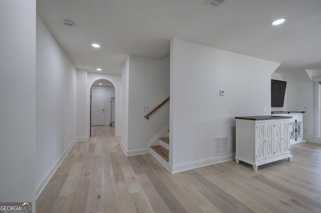 hall featuring light wood-type flooring