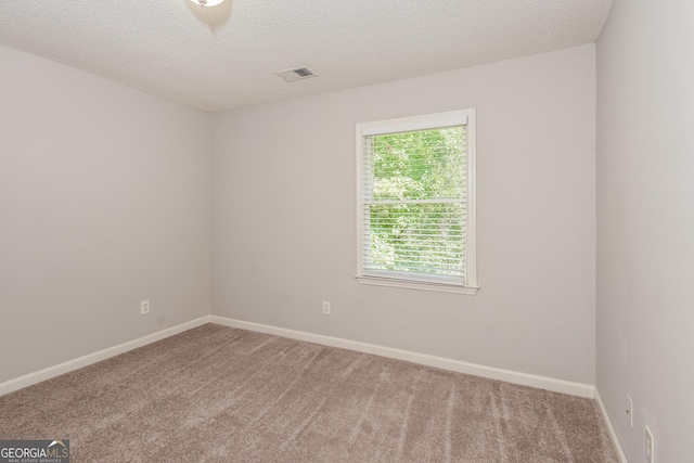 carpeted spare room featuring a textured ceiling